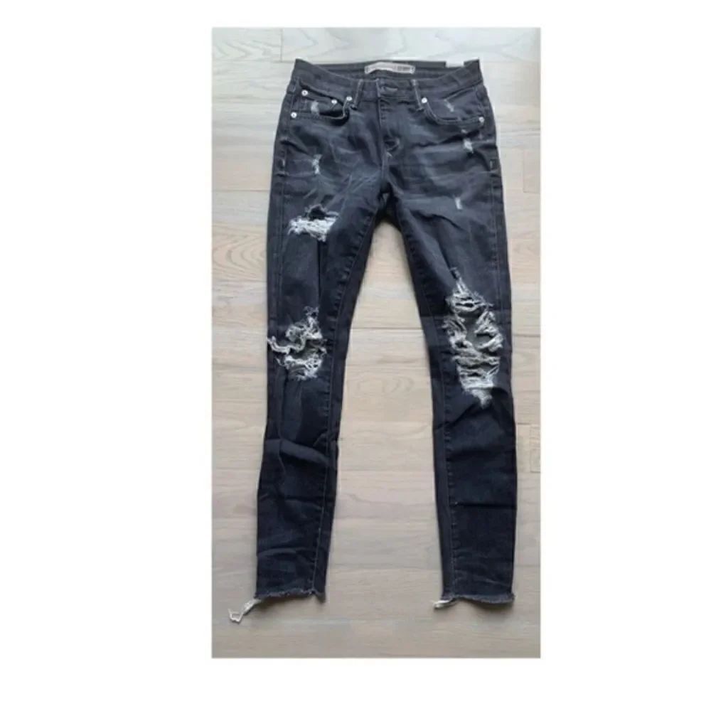 Lovers and friends dark gray distressed jeans